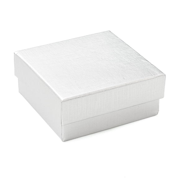 Cardboard Jewelry boxes for Ring Earring Necklace with Sponge Inside Square Silver 7.4x7.4x3.2cm Paper