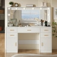 thumbnail image 4 of UGTOO 44.8" White LED Vanity Desk with Mirror & Charging Station, Modern Makeup Table with 5 Drawers, 2 Cabinets & 3 Lighting Modes, Large Dressing Table for Women Girls, 4 of 13