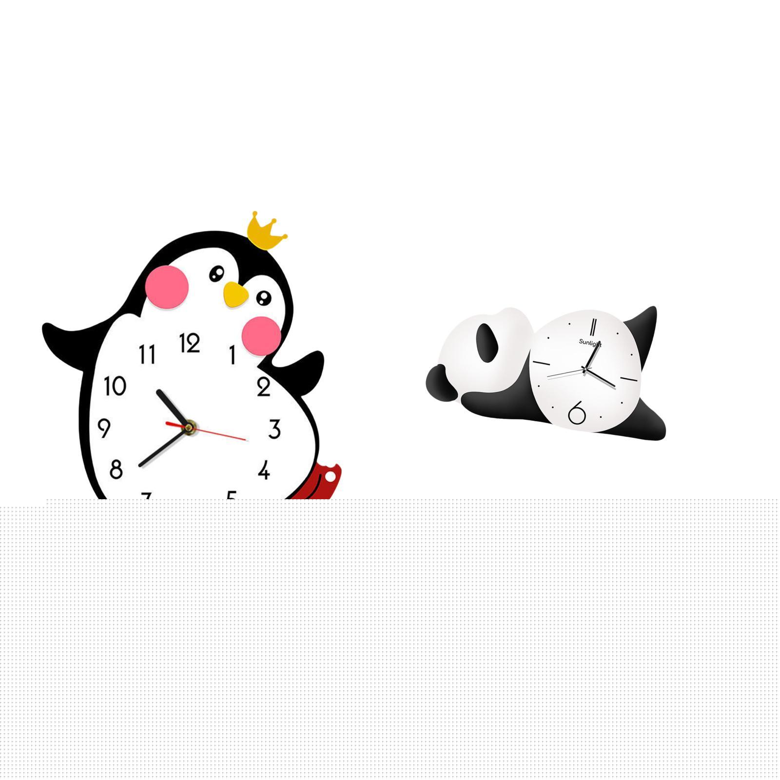 thumbnail image 1 of Reloj de pared silencioso, decorativo, con forma de panda, para colgar en la pared, tablero de densidad de madera, diseño creativo, adecuado para el h, 1 of 8