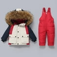 thumbnail image 5 of Staki Snow Suits for Kids Kids 2 Piece Snowsuit Set Boy Winter Hooded Puffer Jacket & Snow Bib Pants Boy Ski Suits Ultralight Outfit 6M,12M,18M,24M,3-4Y(Red,3-4 Years), 5 of 6