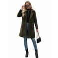thumbnail image 4 of Women Winter Wool Blend Mid-Long Coat Double-Breasted Lapel Jacket Outwear Army Green XXL, 4 of 9