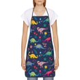 thumbnail image 2 of Naloa 1Pack Adjustable Bib Apron Waterdrop Resistant Cooking Kitchen Aprons for Women Men Chef, Dinosaur Flowers Print, 2 of 8
