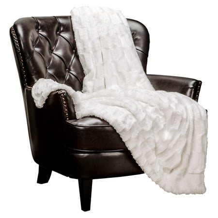 UPC: 0817797022715 | Chanasya Super Soft Fuzzy Faux Fur Elegant Rectangular Embossed Throw Blanket | Fluffy Plush Sherpa Cozy Microfiber Off White Blanket for Bed Couch Living Room Fall Winter Spring (50  x 65 ) – White
