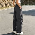 thumbnail image 6 of Aeguzox Womens Pants Elastic Waisted Outdoor Joggers Casual Loose Solid Color Cargo Pants with Multi-Pockets,Sizes S-2XL, 6 of 7