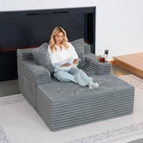 Slsy 61" x 47.2" Chaise Lounge Chair Indoor, Oversized Upholstered Sofa Bed, Sleeper Couch Reading Chairs Fluffy Plush Corduroy Cloud Sofas Couches for Living Room