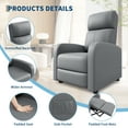 thumbnail image 3 of Recliner Chair for Adults, PU Leather Lazy Recliner Ergonomic Adjustable Single Sofa Enhanced with Side Pocket, Tall Back, Wide Arms & Padded Seat, 3 of 6