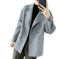 thumbnail image 4 of jtjvou Womens Fall Winter Casual Business Wool Blend Coat Loose Double Breasted Dressy Blazer Pea Coat Gray XL, 4 of 7