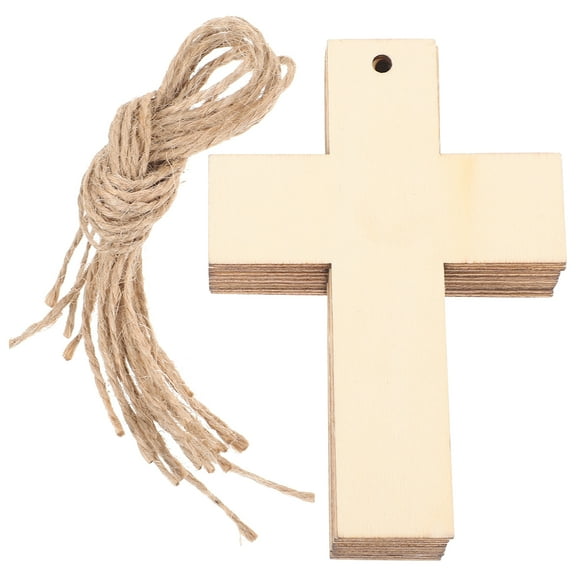 10Pcs Small Wooden Cross Pendants Unfinished Wood Cutouts Unpainted Hanging Tags