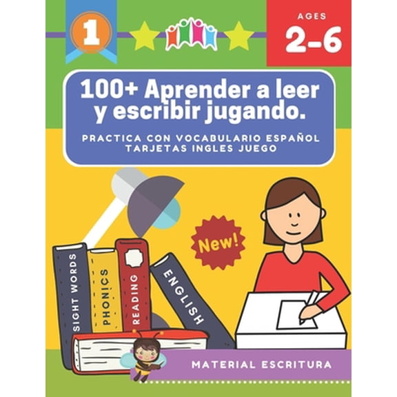 Pre-Owned 100+ Aprender a leer y escribir jugando. Practica con vocabulario espaol tarjetas ingles juego: Actividades para aprender los alfabeto montessori let (Paperback) 1670514390 9781670514394