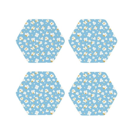 

Tideii Blue Popcorn for Leather Coasters 4 Pieces Anti-fouling and Anti-scalding Decorative Coasters Suitable for Restaurants Kitchens Coffee Shops-Hexagon