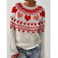 thumbnail image 2 of Bibifish Womens Sweaters Long Sleeve Crewneck Retro Fair Isle Sweaters Loose Fit Trendy Soft Knitted Pullover Tops For Ladies, 2 of 4