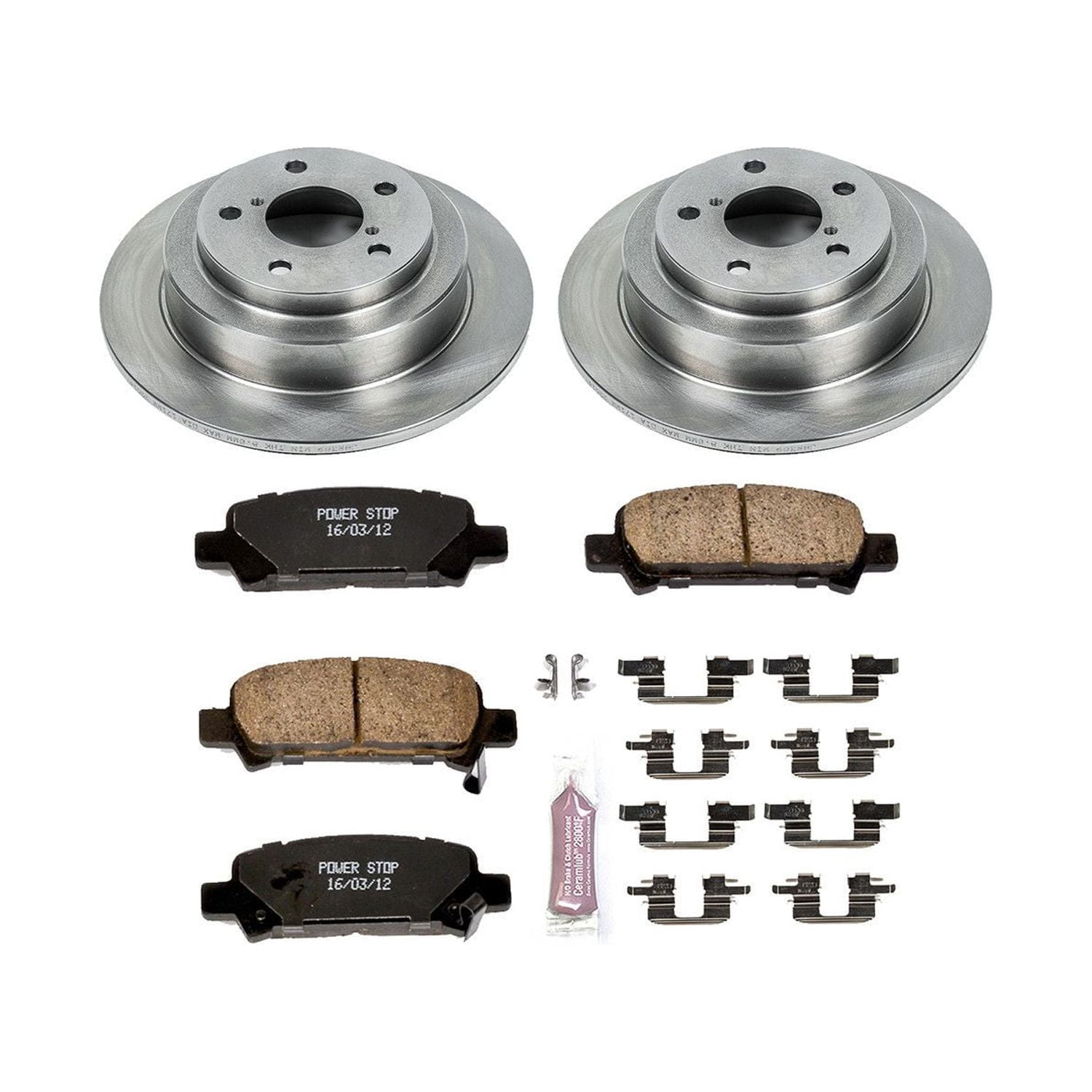 Power Stop Rear Stock Replacement Brake Pad and Rotor Kit KOE449