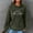 Army Green, variant on Dasayo Long Sleeve Women Sweatshirts Women Hoodie Waffle Knit Green Pocket Heart Prints Drawstring Hoodies Women Tops L