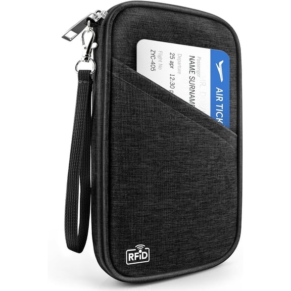 Passport Holder Family RFID Travel Document Organizer for Women Passport Wallet Men Portable Case for Cards, Boarding Pass, ID, , Tickets with Zipper