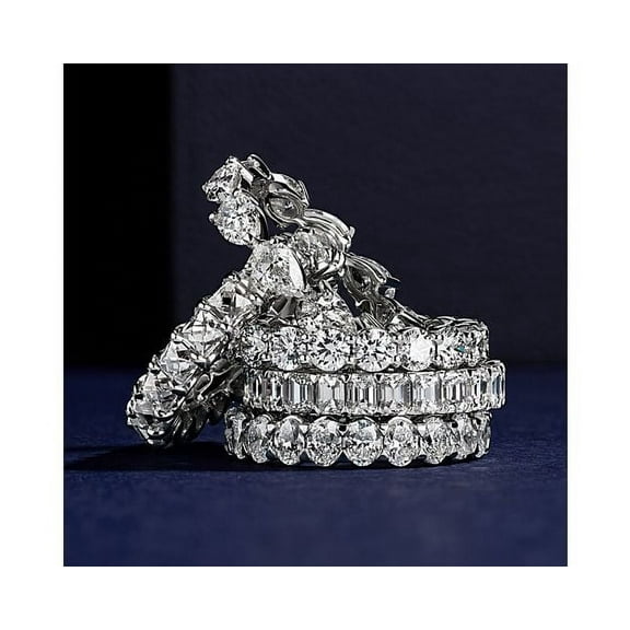 1.00 T.C.W Excellent Pear Cut Natural Diamond Radiating Eternity Band for Ladies Solid 14K White Gold Size 7