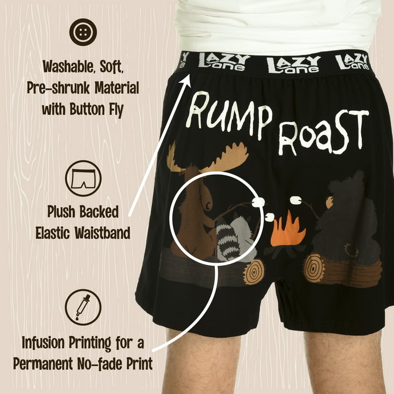 LazyOne Funny Animal Boxers, Rump Roast, Humorous Underwear, Gag Gifts for  Men, X-large