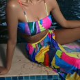 thumbnail image 4 of ENJOYW 3Pcs/Set Printing Swimsuit Bright Color Wire Free Side Split Skirt Bra Briefs for SwimmingPolyester, 4 of 7