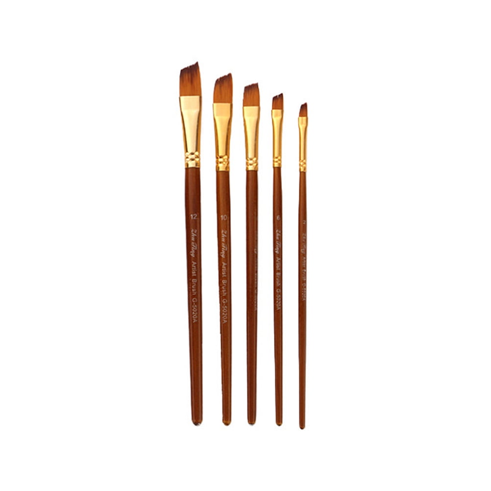 5Pcs Nylon Wool Paint Brushes Wood Handle Oil Painting Brush Gouache Acrylic Oil Painting Brush