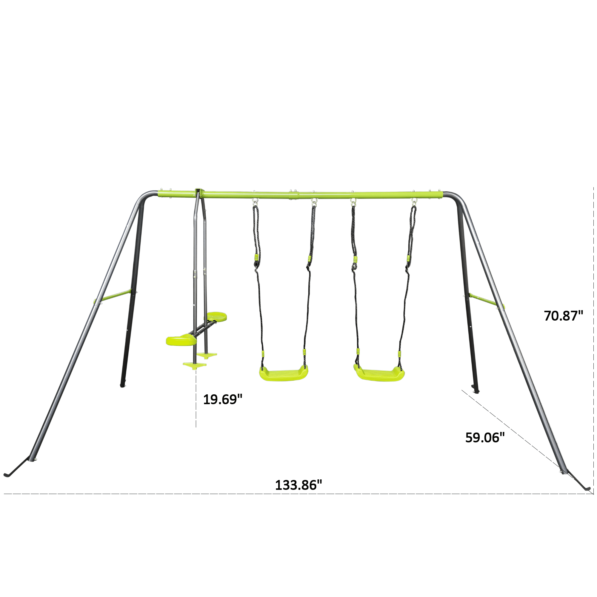 Interesting Swingset with Plastic Safe Swing Set,3 Seat Metal Swing Set,440lbs for Outdoor Playground for Age 3+