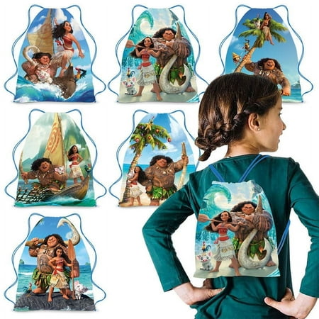 10 PCS Moana Drawstring bag Gift Bags for boys girls Holiday Gift Bags Moana Bags for Christmas Party Favors