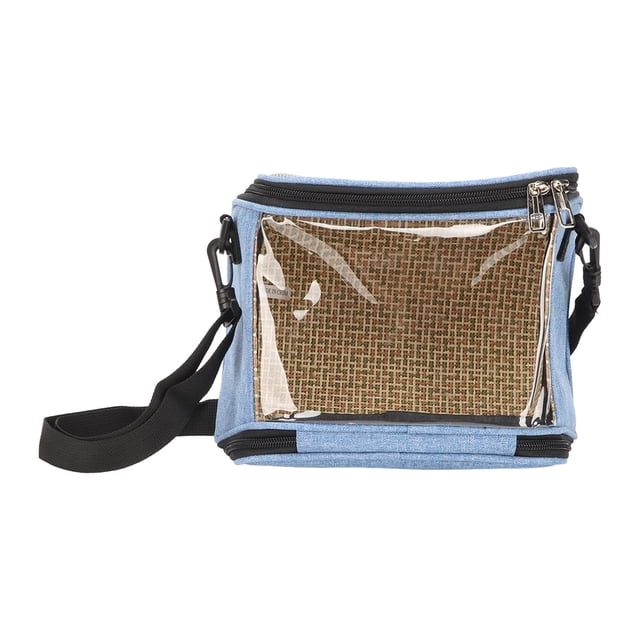 Bird Carrier Bag, Lightweight Large Space Rattan Weaving Craft Transparent Bird Backpack Carrier For Travel For Walking Grey,Blue