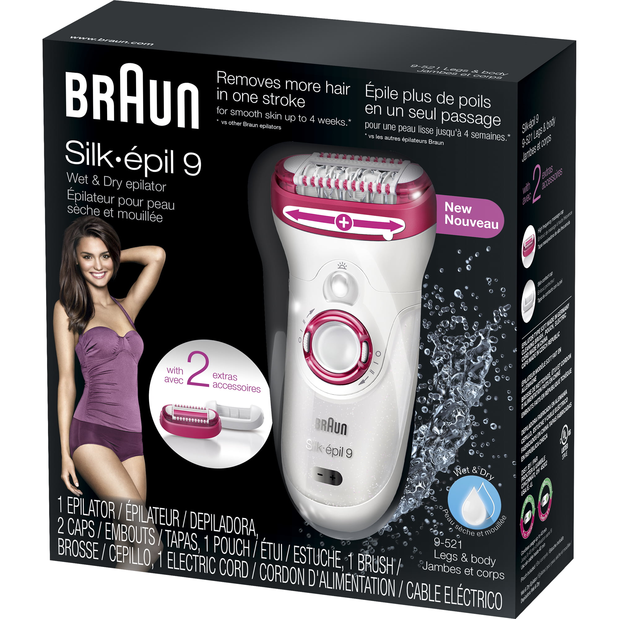 fond vigtig Skæbne Braun Silk-epil 9 9-521 Wet & Dry Women's Cordless Epilator - Walmart.com