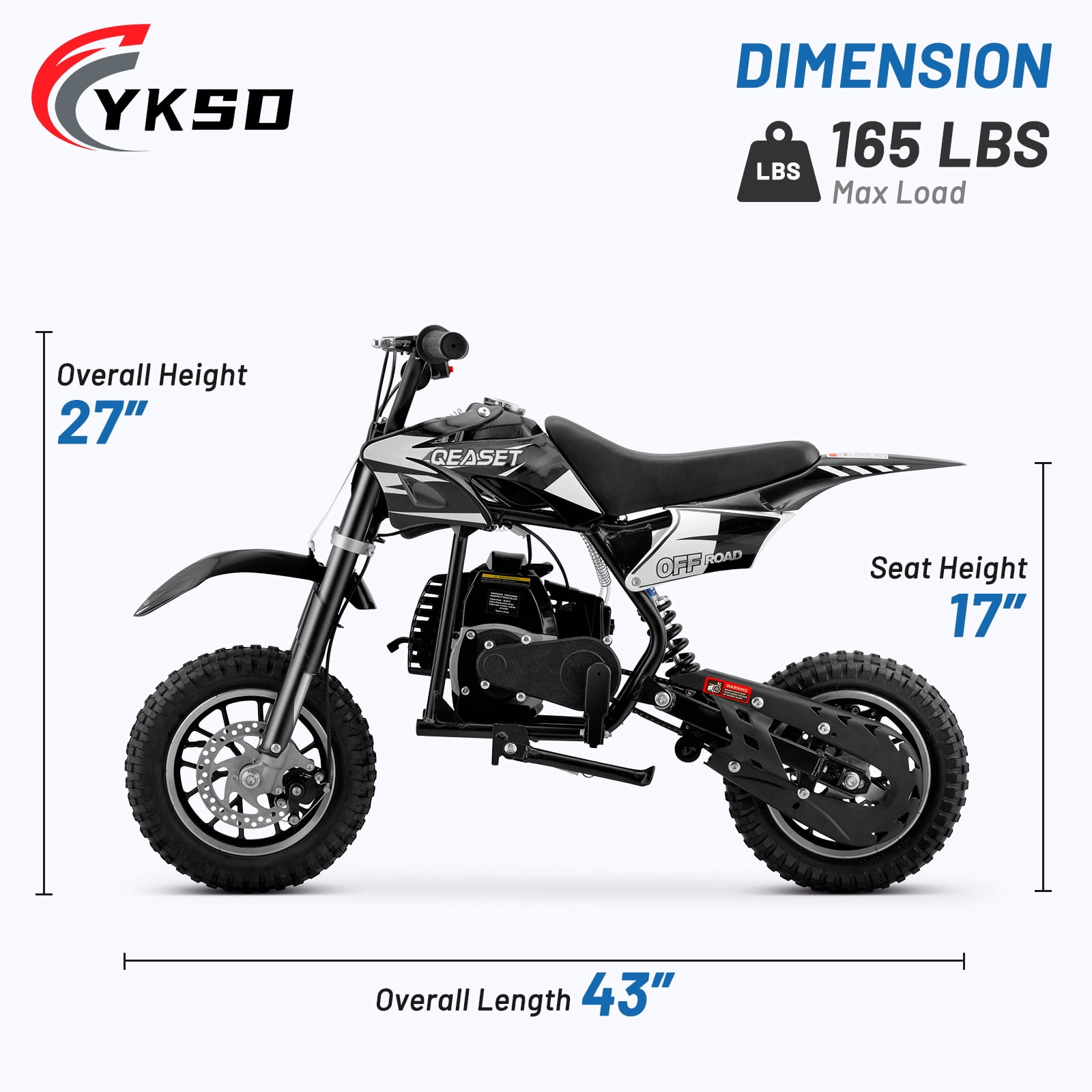 QEASET 39CC Dirt Bike, Gas Powered Mini Bike, Black
