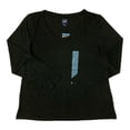 thumbnail image 2 of GAP Women's Soft Slub Scoop Neck Long Sleeve T-Shirt (Black, S), 2 of 2