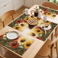 thumbnail image 5 of Summer Sunflower Placemats Set of 2, Retro Watercolor Yellow Red Flowers Non-Slip Place Mats Washable Table Mats for Kitchen Dining Table Decorations Indoor/Outdoor, 5 of 9