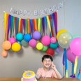 thumbnail image 1 of Rollo de papel de flores con borlas de colores, pared de globos, diseño de fiesta de cumpleaños para niños, pared de fondo de fotografía, 1 of 2