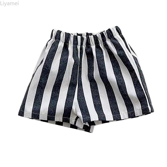 Liyamei Kids Pattern Shorts with Elastic Waist for Summer Play Outfit Size 0-6,Black