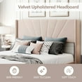 thumbnail image 4 of uhomepro Beige Queen Bed Frame with Velvet Upholstered Headboard, Modern Platform Bed Frame for Adults Teens, Bedroom Furniture w/ Wood Slats Support, Need Box Spring, 4 of 9