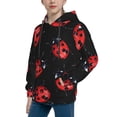 thumbnail image 2 of Salouo Beautiful Red Ladybug Pattern Hoodie Sweatshirt for Youth, Fall Pullover Hoodie Sweatshirt Long-Sleeve Pullover Hooded Sweatshirt-X-Large, 2 of 6
