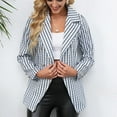 thumbnail image 2 of XFLWAM Womens Casual Blazer Jacket Striped Plaid Long Sleeve Coat Suit Open Front Work Office Blazer Lapel Double Breasted Jacket Gray L, 2 of 6