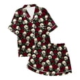 thumbnail image 3 of Tisuna Halloween Pajamas Set For Womens Skull Print Short Sleeve Button Down Tops And Shorts Sleepwear Pjs Sets Cute 2 Pieces Homewear S-XXL, 3 of 3