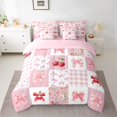 thumbnail image 3 of Manfei Kawaii Bow Tie 7pcs Bedding Comforter Set,Sweet Cherry Queen Bedding Sets,Rustic Flower Floral Queen Sheet Sets For Girls,Ultra Soft Home Decor Reversible, 3 of 9