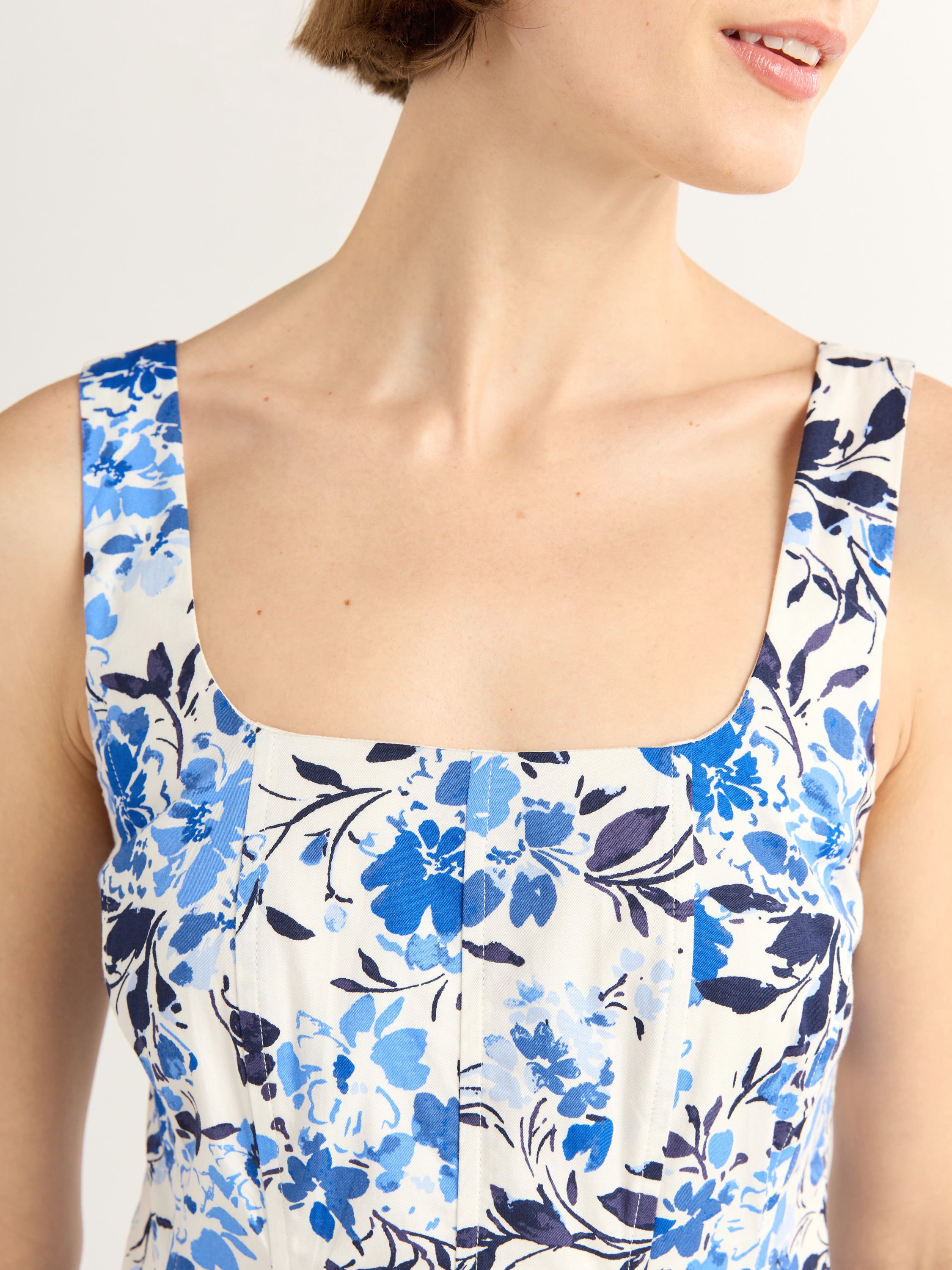 Free Assembly Women's and Women's Plus Square Neck Cotton Midi Panel Dress, Sizes XS-4X
