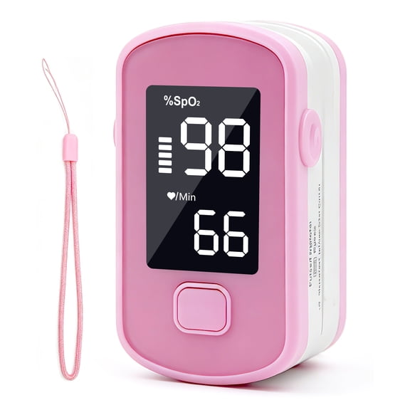 Pink Fingertip Pulse Oximeter, Fingertip SpO2 Blood Oxygen Saturation Monitor with Large LED Display