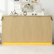 Twin XL Size Murphy Bed with LED Light, can be Folded into a Cabinet, Natural