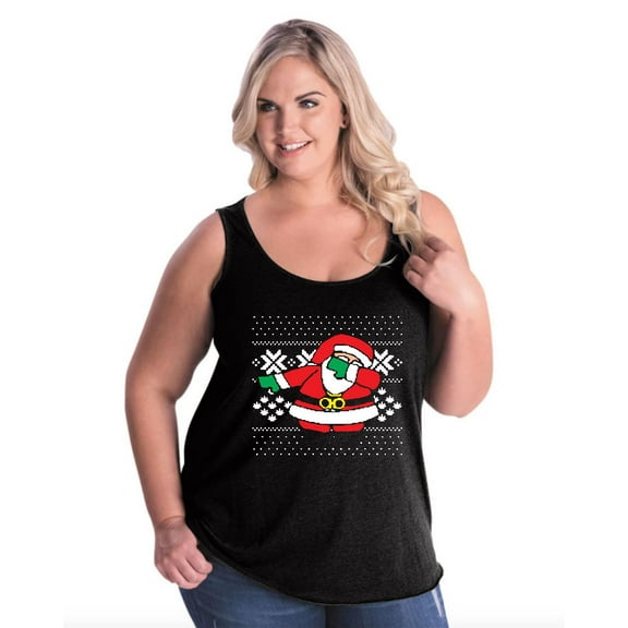 NIB - Women's Plus Size Tank Top - Christmas Dancing Santa
