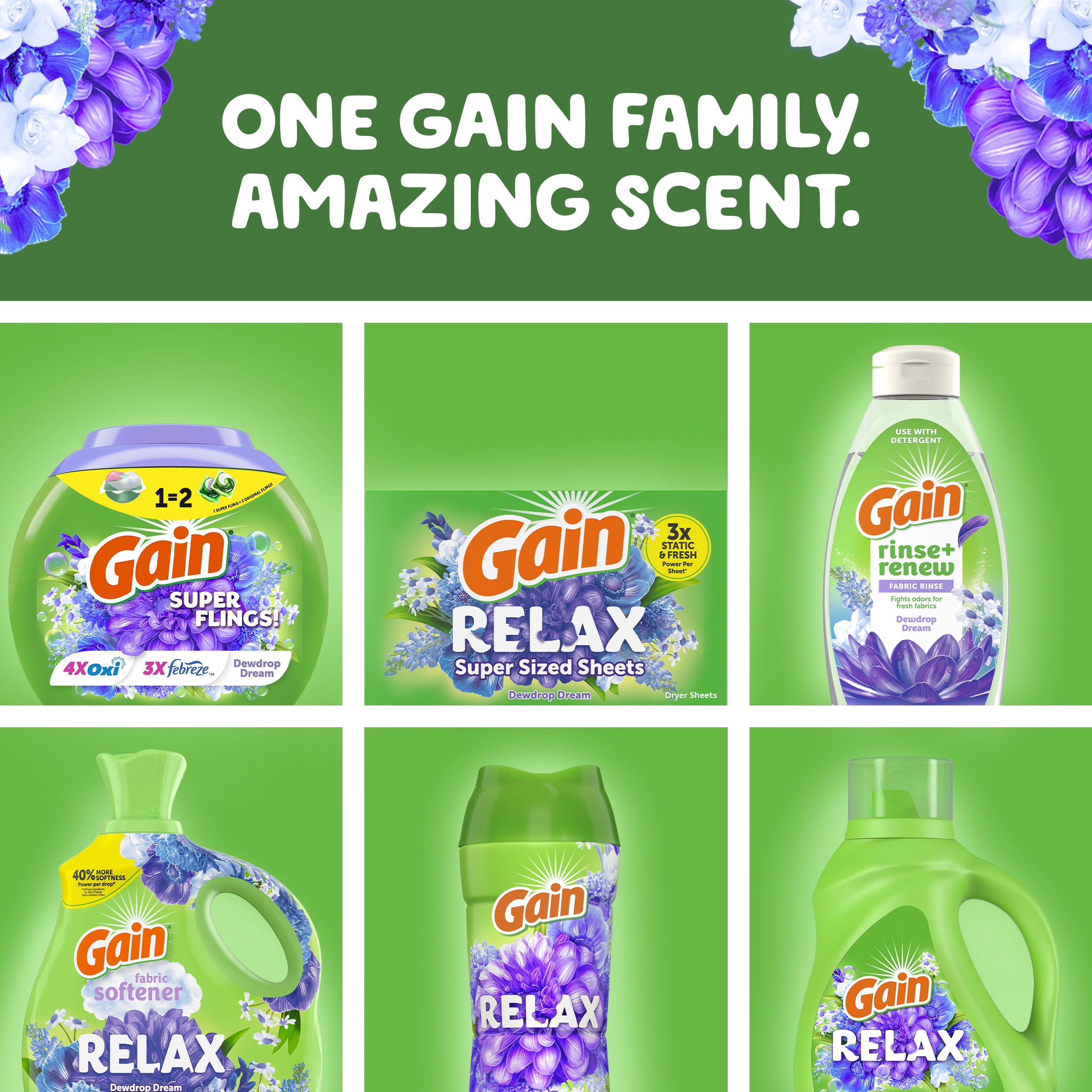 Gain Liquid Laundry Detergent, Dewdrop Dream Scent, 154 fl oz, 107 Loads, HE