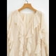 thumbnail image 5 of Blusa Informal Elegante para Mujer, de Larga, con Cuello en V y Volantes, Ideal para Oficina y Trabajo. Beige L, 5 of 10