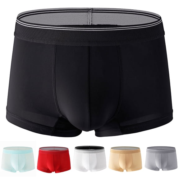 Bixock Boxers for Men Underwear Low Waist Solid Color Ice Silk Pouch Enhanced Stretch Breathable Briefs