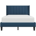 thumbnail image 5 of Topeakmart Full Size Upholstered Bed Frame with Wing-Side Headboard, Navy Blue, 5 of 7