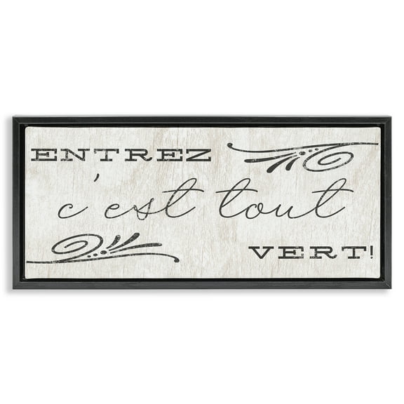 Stupell Industries French Come In Phrase Text & Numbers Painting Black Floater Framed Canvas Art Print Wall Art, 25 x 11
