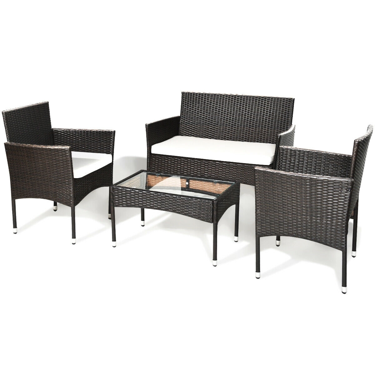Costway 4 Piece Outdoor Patio Furniture Set Wicker Costway 4 Piece Outdoor Patio Furniture