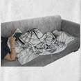thumbnail image 6 of Compass Soft Flannel Fleece Blanket, Navigation Device Direction Flares Sail Life Marine Inspired Windrose Work of Art, Cozy Plush for Indoor and Outdoor Use, 50" x 70", Black White, by Ambesonne, 6 of 6
