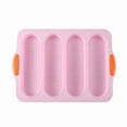 thumbnail image 1 of Pink 4-Cavity Rectangular Silicone Baking Mold: Food-Grade, Non-Stick Tool for Homemade Baguettes, Bread & Cakes – Efficient Oven Baking Accessory with Easy Release & Uniform Heat Distribution,, 1 of 6