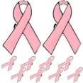 thumbnail image 1 of GOOHOCHY 10 Uds. Pasadores de solapa de cinta rosa para concientización sobre el cáncer de mama, broches para mujer, etiqueta del Día Mundial del Cáncer, Pin decorativo, pasador de aleación, 1 of 8