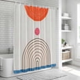 thumbnail image 5 of Polyester Fabric Beige Boho Shower Curtain, Modern Abstract Art Geometric Striped Waterproof Bathtub Curtain Bathroom Decor Set with Hooks 36 x 72 Inches, 5 of 6